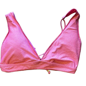 Becca metallic pink halter bikini top M